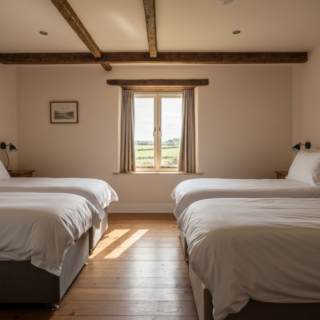 Comfortable hotel room at Commercial Hotel Allora with clean bedding and warm decor